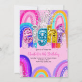 8th Birthday Sequin Rainbow Party Invitation 招待状 (正面)