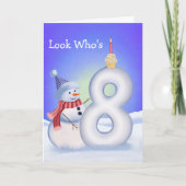 8th Birthday Snowman with a Snowy Eight  カード (正面)