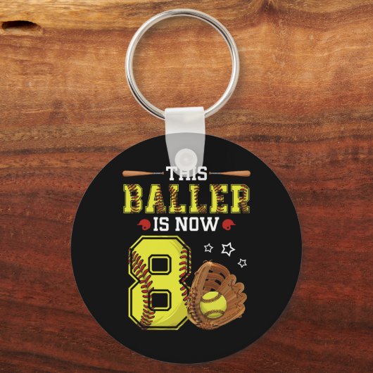 8th Birthday Softll This Ller Is Now Eight 8 Years キーホルダー (正面)