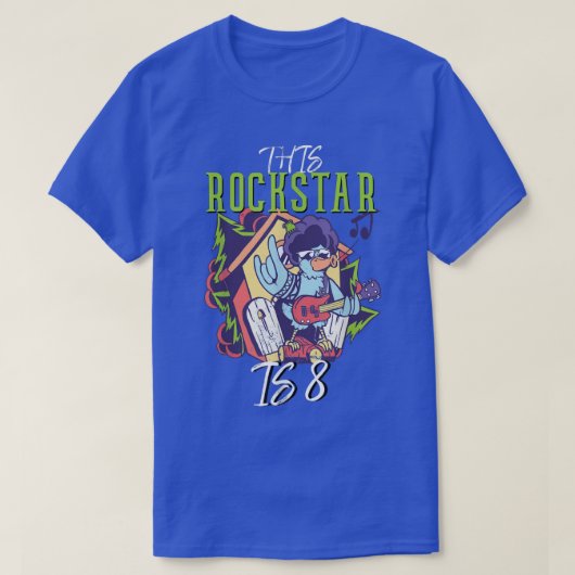 8th Birthday The Birthday Boys Rockstar Guitar Tシャツ (デザイン正面)