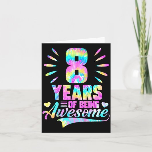 8th Birthday Tie-dye 8 Year Of Being Awesome  カード (正面)