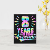 8th Birthday Tie-dye 8 Year Of Being Awesome  カード (黄色い花)