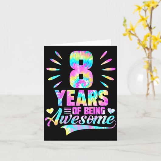 8th Birthday Tie-dye 8 Year Of Being Awesome  カード (黄色い花)