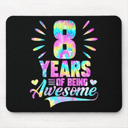 8th Birthday Tie-dye 8 Year Of Being Awesome  マウスパッド (正面)