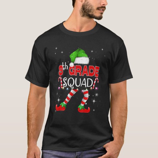8th Grade Elf Squad Matching Teach Christmas Schoo Tシャツ (正面)