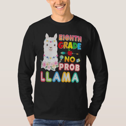 8th Grade No Prob Llama Back To School Eighth Kid  Tシャツ (正面)