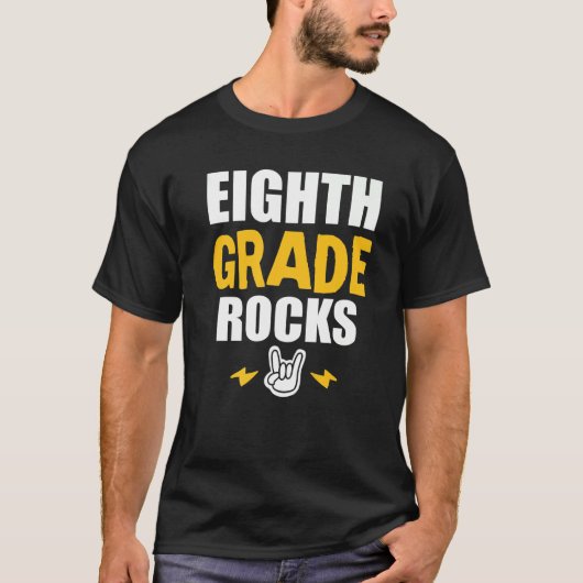 8th Grade Rocks Back To School Music Teacher Stud Tシャツ (正面)