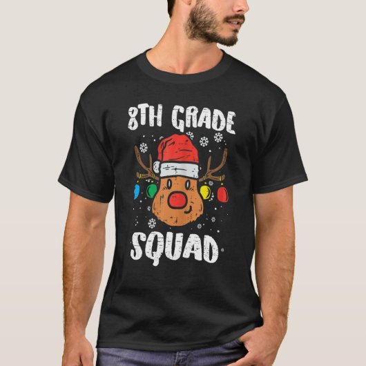 8th Grade Squad Reindeer  Teacher Christmas  1 Tシャツ (正面)