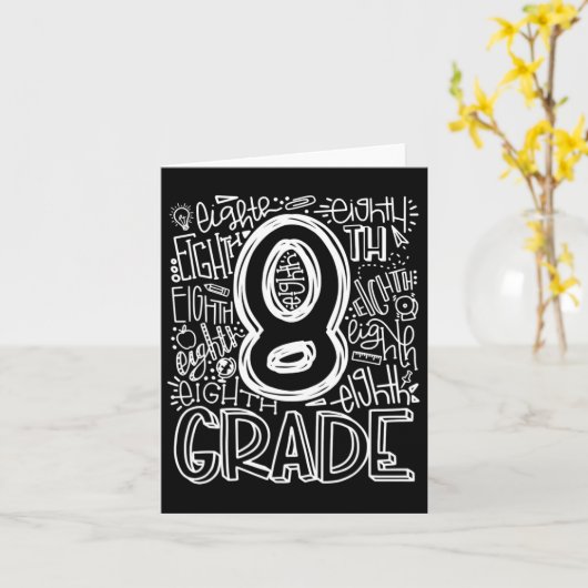 8th Grade Typography Team Eighth Grade Back To Sch カード (黄色い花)