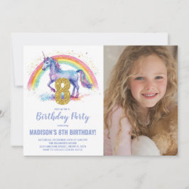 8th Rainbow Unicorn誕生日招待状写真 招待状