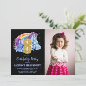 8th Rainbow Unicorn誕生日招待状写真 招待状 (スタンド正面)