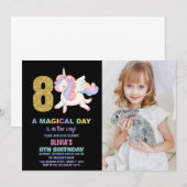 8th Rainbow Unicorn誕生日招待状写真 招待状 (正面/裏面)