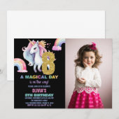 8th Rainbow Unicorn誕生日招待状w photo 招待状 (正面/裏面)