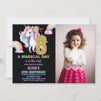 8th Rainbow Unicorn誕生日招待状w photo 招待状