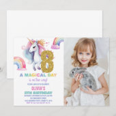 8th Rainbow Unicorn誕生日招待状w photo 招待状 (正面/裏面)