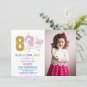 8th Rainbow Unicorn誕生日招待状w photo 招待状 (スタンド正面)