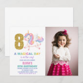 8th Rainbow Unicorn誕生日招待状w photo 招待状 (正面/裏面)