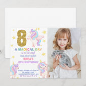 8th Rainbow Unicorn誕生日招待状w photo 招待状 (正面/裏面)