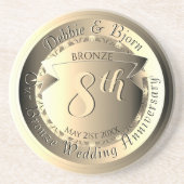 8th Wedding Anniversary Bronze Medallion Image コースター (正面)