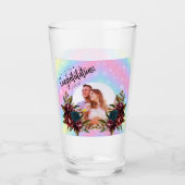 8th Wedding Anniversary Romantic Floral Couple タンブラーグラス (正面)