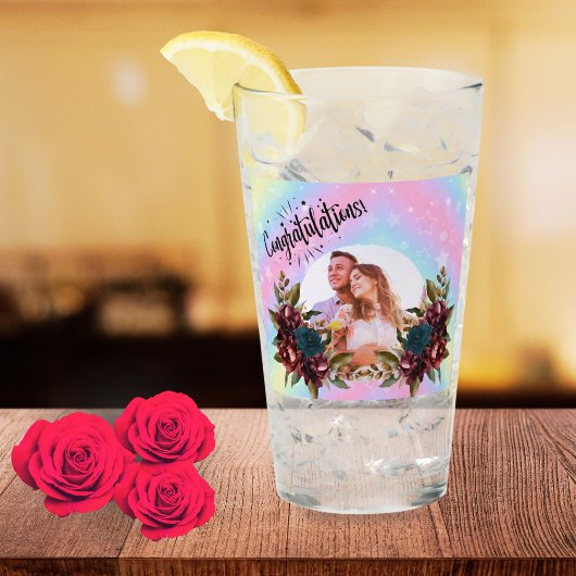 8th Wedding Anniversary Romantic Floral Couple タンブラーグラス