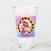8th Wedding Anniversary Soft Pastel Floral Couple  タンブラーグラス (正面)
