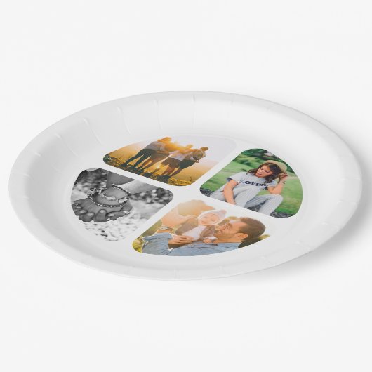 8xパーティープレート4写真テンプレート ペーパープレート (アングル)