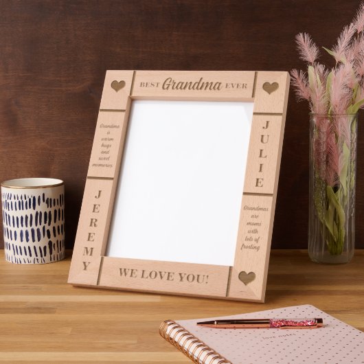 8x10おばあちゃん最高のの孫の名前エッチングフレーム レーザー彫刻フレーム (左)