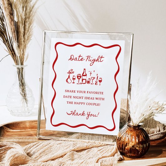 8x10インチ手書き波打ち日縁どの夜のアイディア ポスター