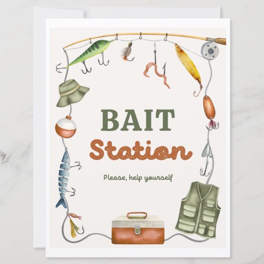8x10インチ魚釣りパーティーベイトステーションサイン (正面)