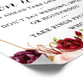 8x10インチBurgundy Bohoフローラブライダルシャワー標識 ポスター (角)