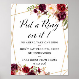 8x10インチBurgundy Bohoフローラブライダルシャワー標識 ポスター