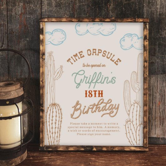 8x10カウボーイタイムカプセル標識