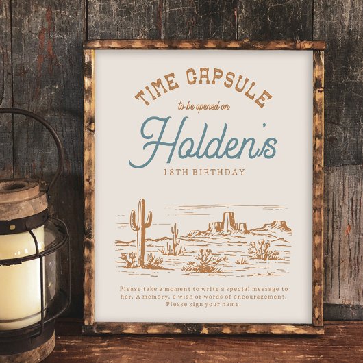 8x10カウボーイタイムカプセル標識