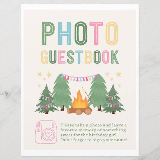 8x10ガールズキャンピングフォトゲストブックサイン (正面)