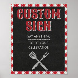 8x10バックヤードBBQ誕生日カスタムテーブル記号 ポスター