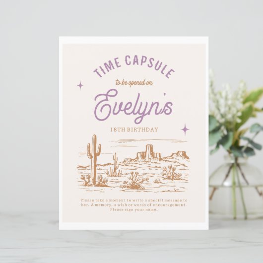 8x10女性のカーボーイタイムカプセル標識 (スタンド正面)