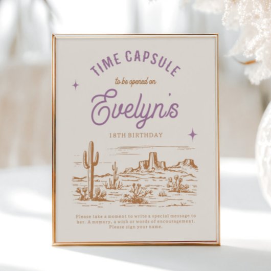 8x10女性のカーボーイタイムカプセル標識