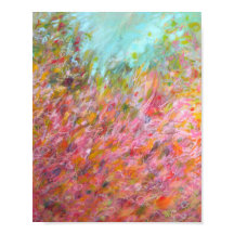 8x10抽象芸術ターコイズピンクグリーン絵画ズプリント