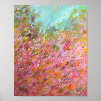 8x10抽象芸術ターコイズピンクグリーン絵画ズプリント ポスター