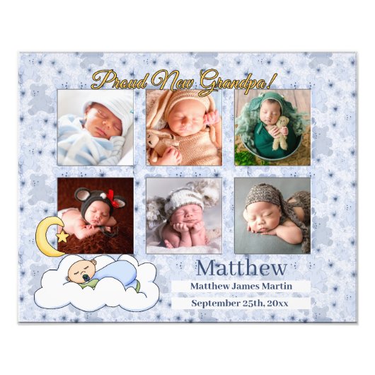 8x10新しい祖父コラージュ6 フォトプリント            (正面)