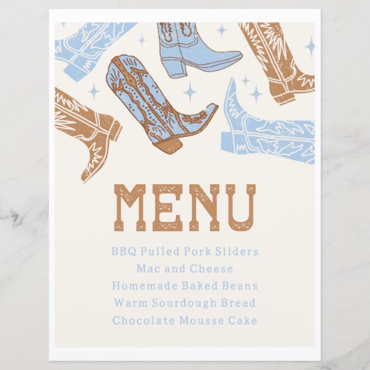 8x10編集可能ウエスタンメニューサイン (正面)