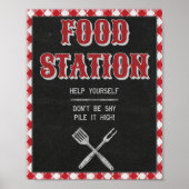 8x10裏庭BBQ誕生日フードステーション テーブルサイン ポスター (正面)