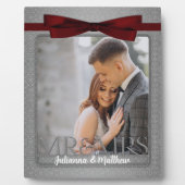 8x10赤と銀のミセスとミセス結婚の写真 フォトプラーク (正面)