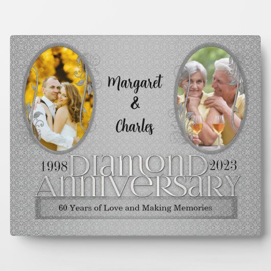 8x10 ダイヤモンド 60周年結婚記念日写真 フォトプラーク (正面)