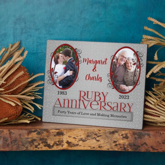 8x10 ルビー 40周年 結婚記念日 写真 フォトプラーク (側面)