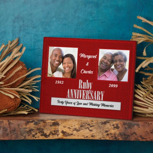 8x10 ルビー 40周年 結婚記念日 四角い写真 フォトプラーク (側面)