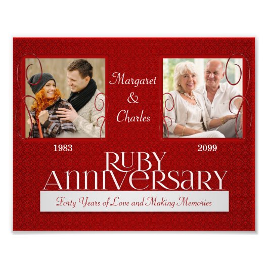 8x10 40th Ruby Annvsersaryフォトコラージュ フォトプリント (正面)