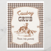 8x10 Brown Gingham Cowboy Grub Sign (正面)