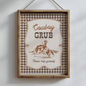 8x10 Brown Gingham Cowboy Grub Sign